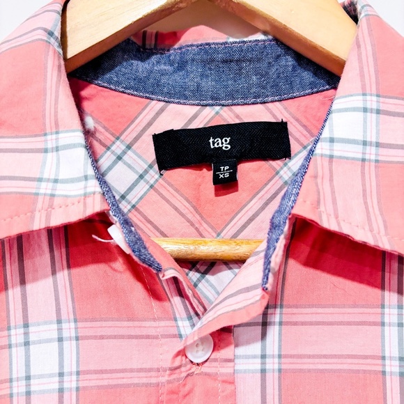 TAG Salmon plaid button down shirt - Picture 4 of 6